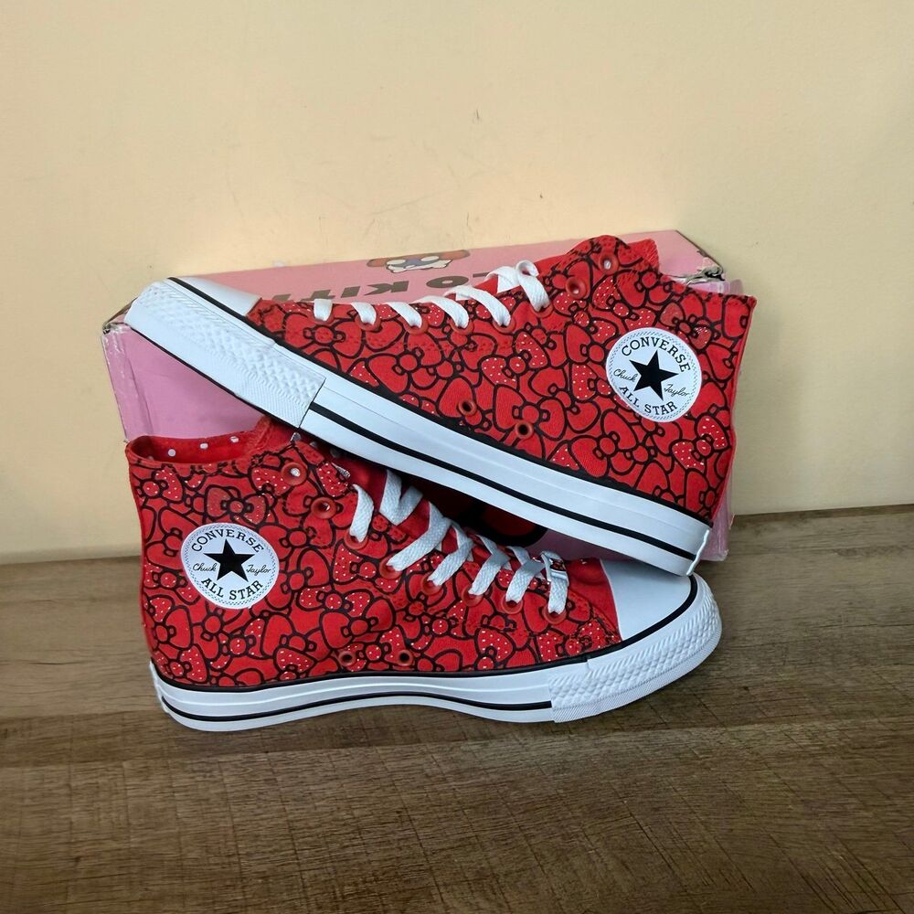 Size 10 Converse Hello Kitty x Wmns Chuck Taylor All Star Hi 'Red shoes sneakers - Picture 5 of 10